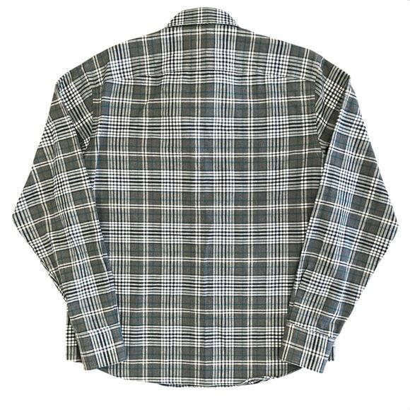 Untuckit Mens Flannel Button Shirt L Gray Plaid Quenterra Long Sleeve Cotton - Picture 7 of 11